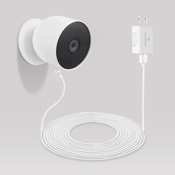 Wasserstein Pogo Pin Power Cable, 26ft, for Google Nest Cam Outdoor/Indoor, Battery NestCable26ftAdpWhtUS - main